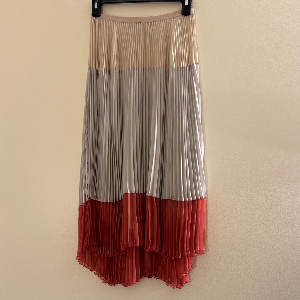 SALE AGNONA High Low Pleated Plisse Silk Skirt